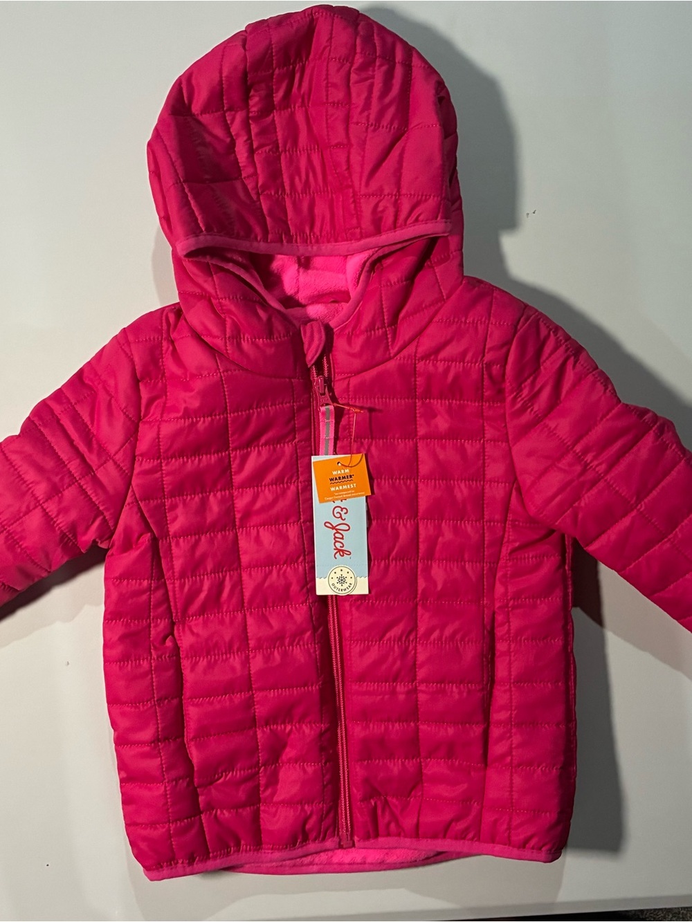 Cat & Jack Hot Pink Quilted Puffer Jacket with Hood